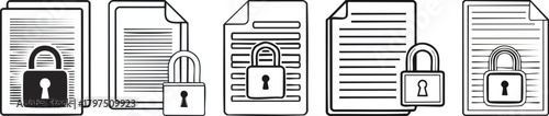 Confidentiality icon featuring locked document outline illustrating secure privacy protection in business communication systems