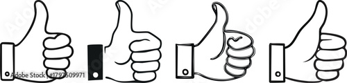 Clean thumbs up hand icon with sparkles and checkmark symbol showing approval in modern line art