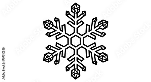 Elegant Snowflake Illustration Intricate Design for Winter Themes and Holiday Decorations