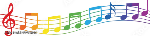 Colorful Harmony Music Notes in Vibrant Rainbow Hues, A Symphony of Joy