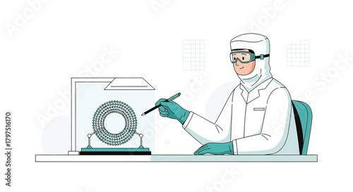 Innovative laboratory research: A scientist analyzes a groundbreaking circular molecule design