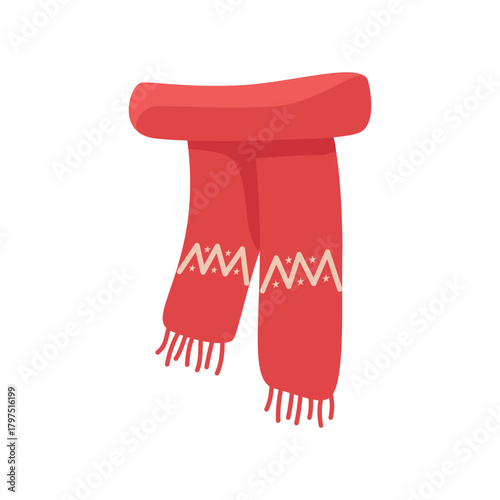 Red Winter Scarf with Festive Pattern. Soft Wool Winter Scarf. Warm Knitted Winter Scarf. Cozy Winter Scarf.