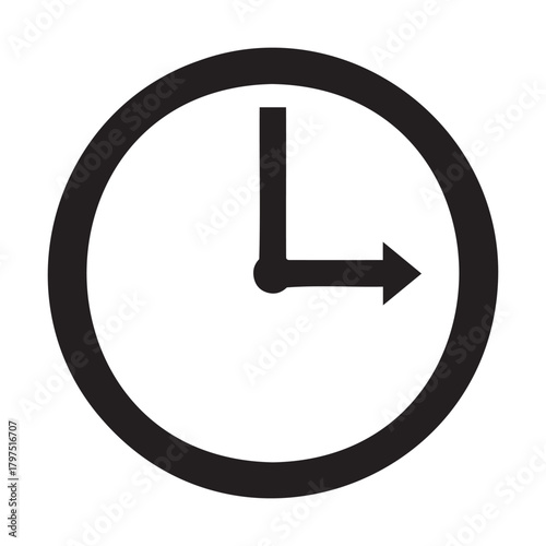 Clock face with hour and minute hands pointing to 3 oclock