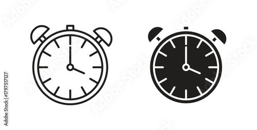 Clock icons, vector symbols. filled flat sign