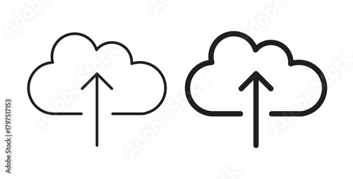 Cloud upload icons, vector symbols. filled flat sign