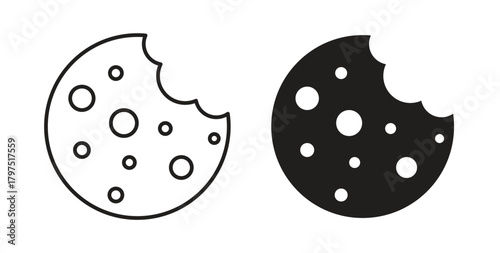 Cookie icons, vector symbols. filled flat sign