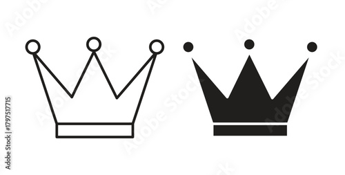 Crown icons, vector symbols. filled flat sign