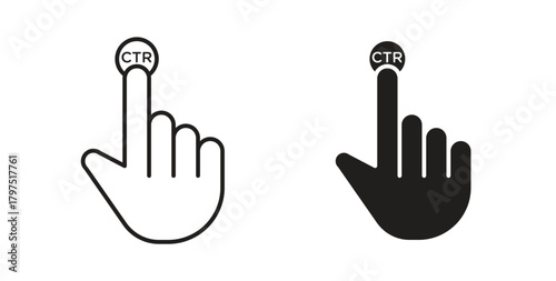 CTR icons, vector symbols. filled flat sign