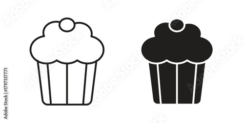 Cupcake icons, vector symbols. filled flat sign