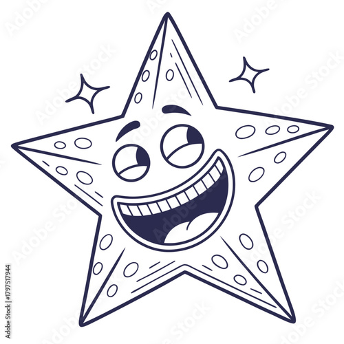 Cartoon star with a happy expression