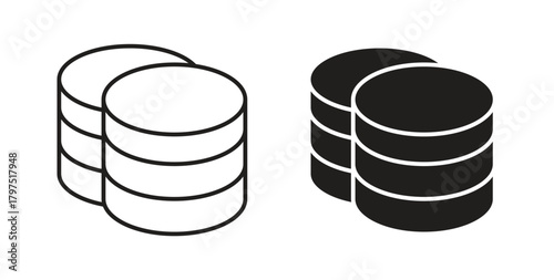 Database icons, vector symbols. filled flat sign