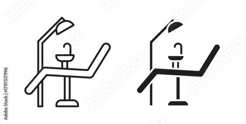 Dentist chair icons, vector symbols. filled flat sign