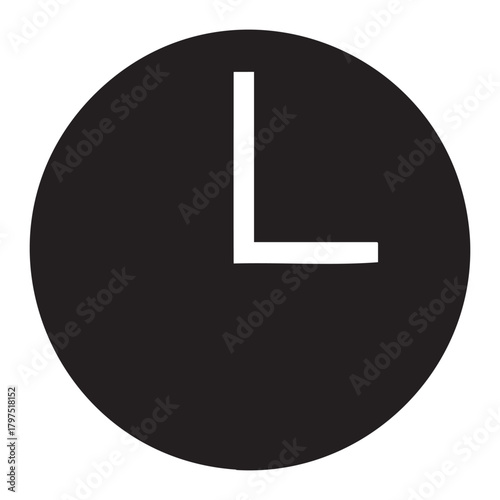 Minimalist black clock face with white hands indicating 300