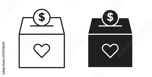 Donation box icons, vector symbols. filled flat sign