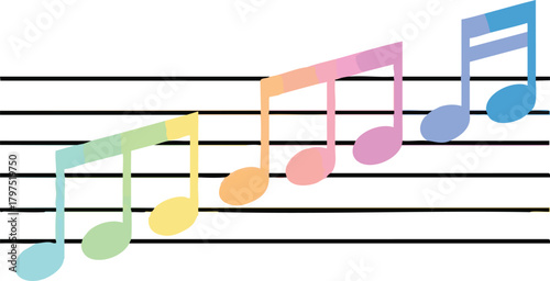 Harmonic Gradient A Colorful Symphony of Musical Notes on Staff Lines