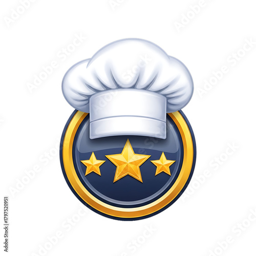 Chef hat with stars representing cooking excellence and quality.