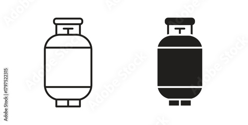Gas cylinders icons, vector symbols. filled flat sign