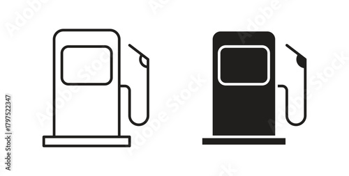 Gas station icons, vector symbols. filled flat sign