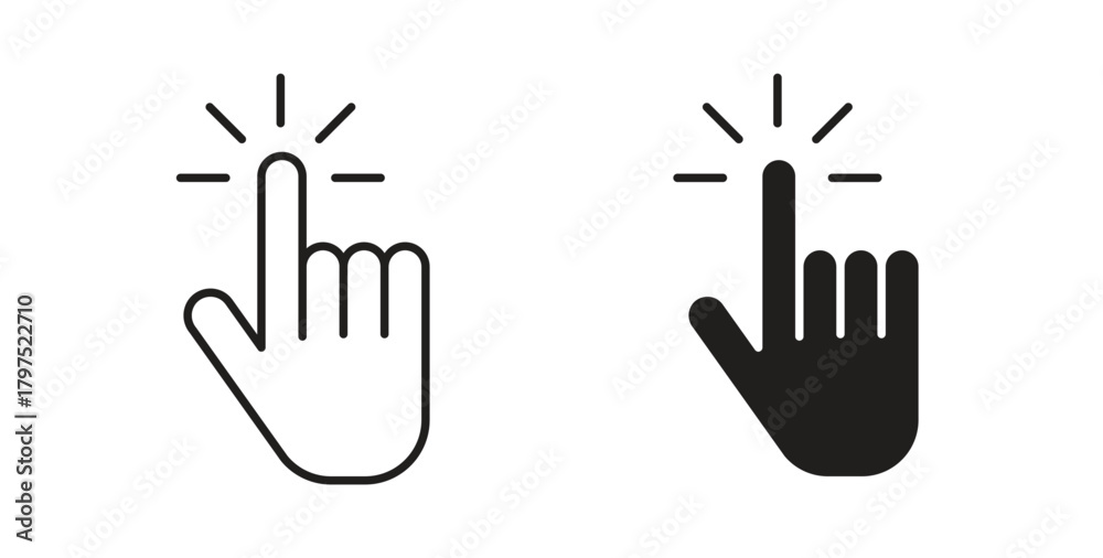 Fototapeta premium Hand click icons, vector symbols. filled flat sign