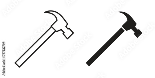 Hammer icons, vector symbols. filled flat sign