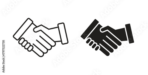 Handshake icons, vector symbols. filled flat sign