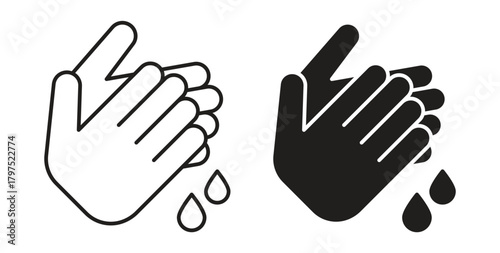 Handwashing icons, vector symbols. filled flat sign