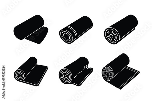 set of black silhouettes of icons