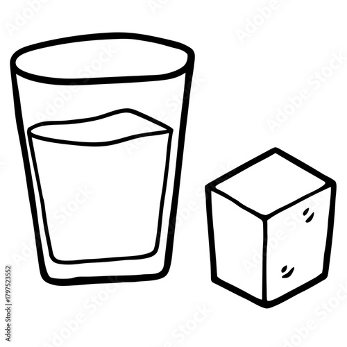 Glass of water with ice cube for refreshment