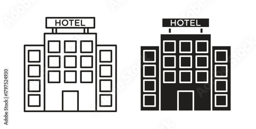 hotel icons, vector symbols. filled flat sign