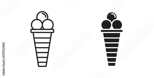 Ice cream cone icons, vector symbols. filled flat sign