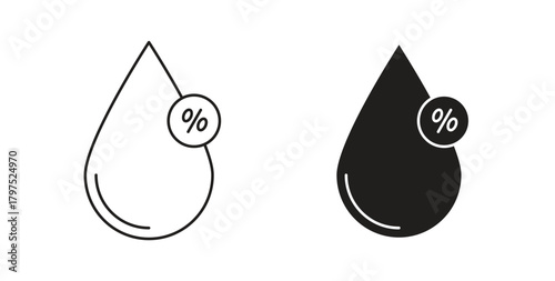 Humidity icons, vector symbols. filled flat sign