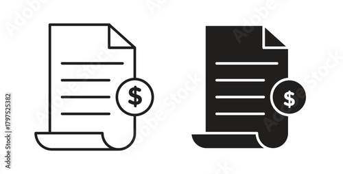 Invoice payment icons, vector symbols. filled flat sign