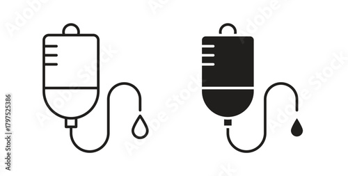 IV bag icons, vector symbols. filled flat sign