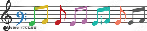 Vibrant Musical Notes Dancing on the Staff A Colorful Symphony of Sound