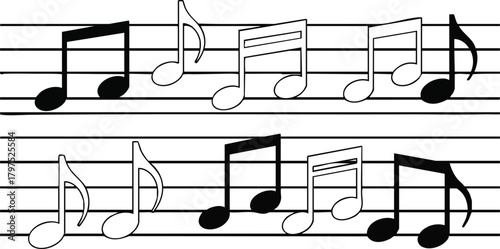 Musical Notes Flowing in Harmony on Staff Lines