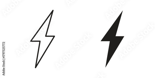Lightning icons, vector symbols. filled flat sign