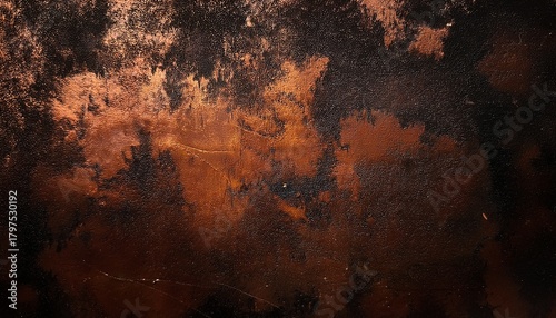 Old Grunge Copper Bronze Rusty Metal Texture Dark Black Background Effect 3D Paint