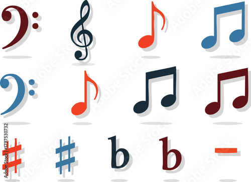 Musical Harmony An Assortment of Colorful Music Notes and Symbols