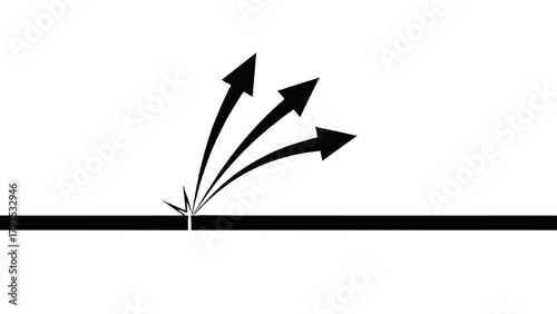 Vector illustration of black arrows breaking out from a line on a transparent background