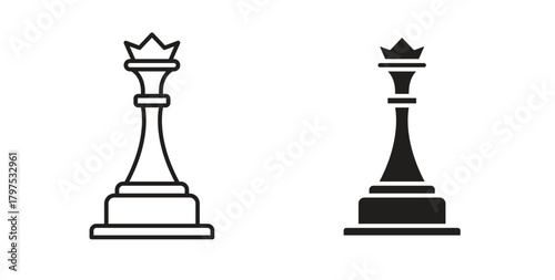 Chess queen icon for mobile app, editable designs