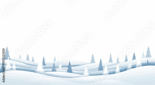 Vector winter landscape illustration for Christmas with snow, trees, and serene views for design