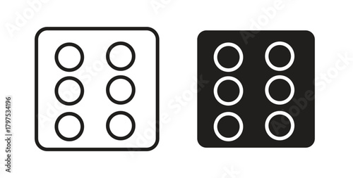 Dice six icon for mobile app, editable designs