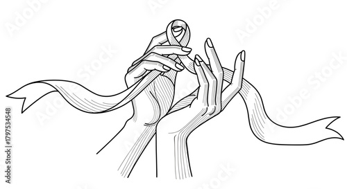 Hands holding ribbon in solidarity gesture for awareness campaign  about Prostate Cancer Awareness 