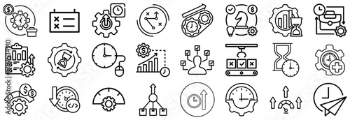 Business and Time Management Icons Strategy, Productivity, and Efficiency