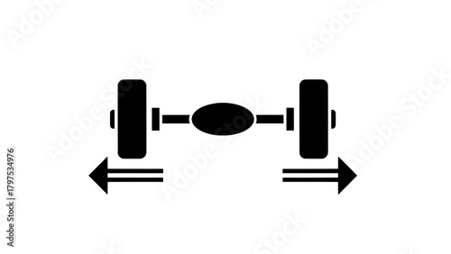Vector illustration of car axle with wheels and directional arrows, on a transparent background
