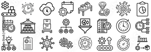 Business Process Icons Time, Workflow, and Productivity Symbols