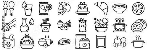 Diverse Food and Drink Icons From Meals to Ingredients