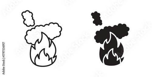Fire smoke icon for mobile app, editable designs
