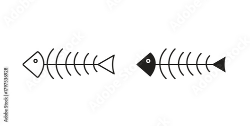 Fish bones icon for mobile app, editable designs
