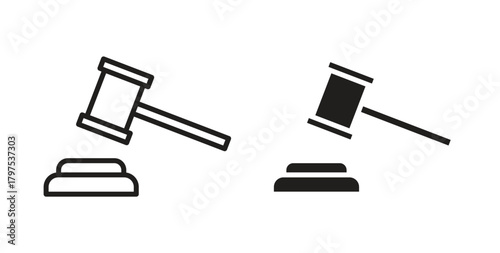Gavel icon for mobile app, editable designs